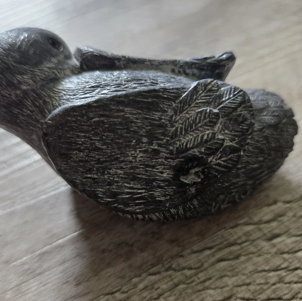 Carved Stone Duckling Figure Gray Natural Elegant Home Decor Duck Neutral Decor - Picture 4 of 6